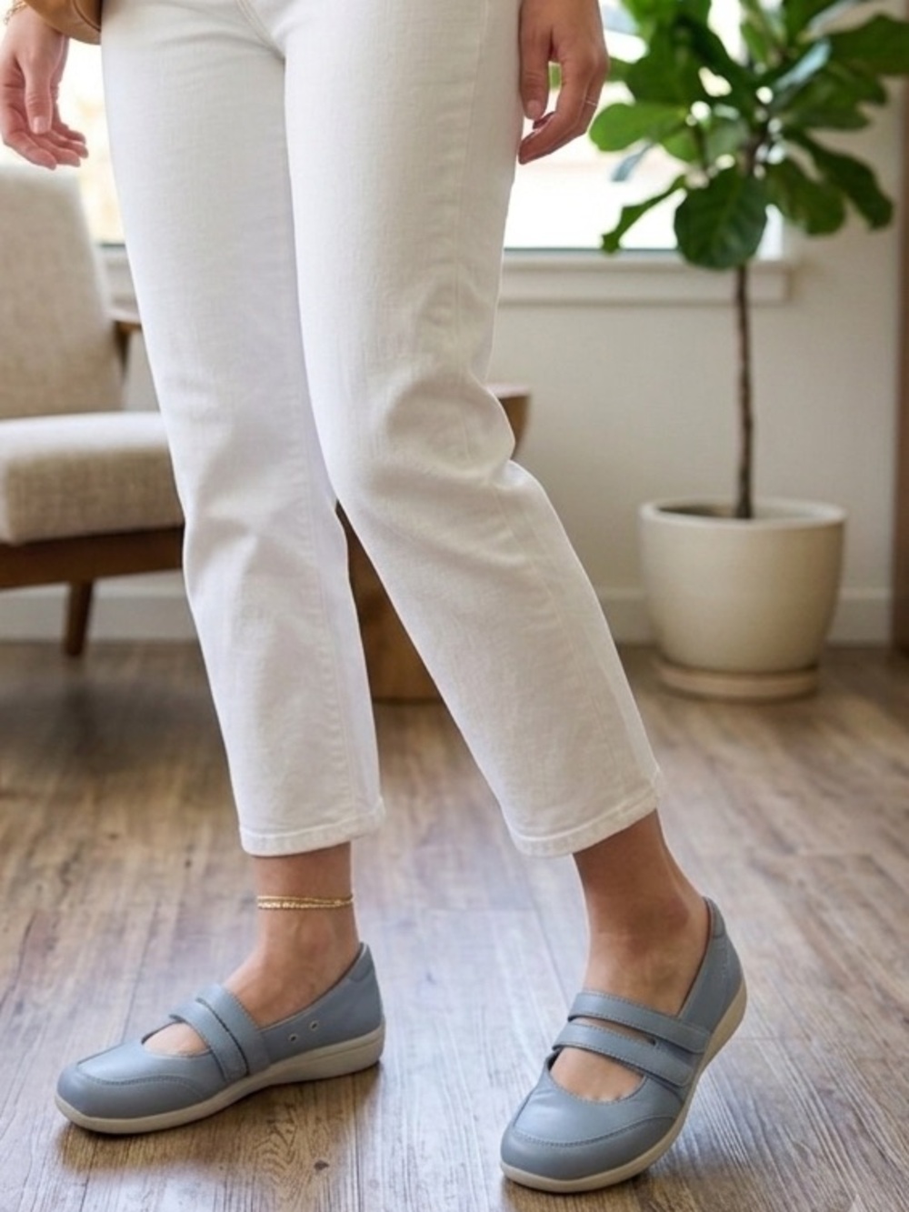 Vionic Light Blue Mary Jane Flats